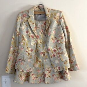 Nipon Boutique‎ 2 Piece Vintage Floral Brocade Blazer Jacket with  Accent Size 8
